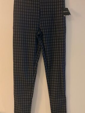 Forever 21 Blue and White Plaid Leggings
